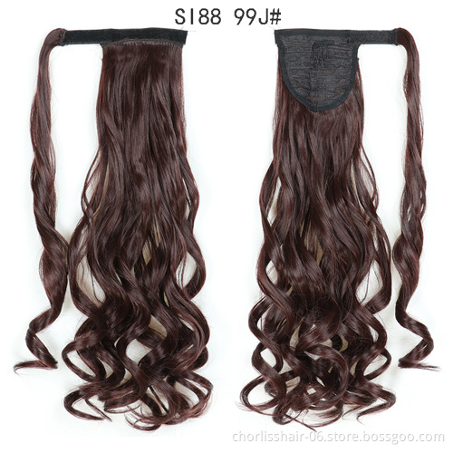 Wholesale Hot Sale Chorliss Natural Indian Virgin Cheveux Afro Curly Hair Ponytail For Black Women Synthetic Ponytail Extensions